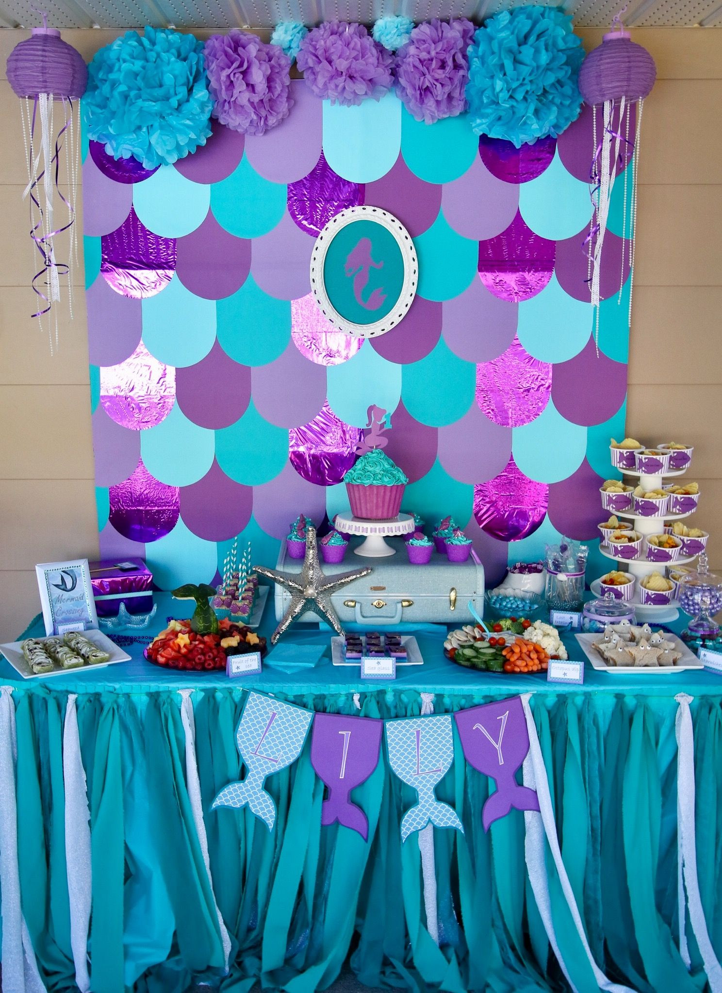 Birthday Party Table Decorations
 Mermaid party table decorations Under the sea birthday