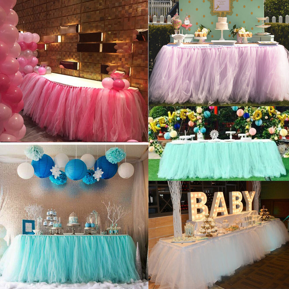 Birthday Party Table Decorations
 Tulle Tutu Table Skirt For Wedding Party Birthday Baby