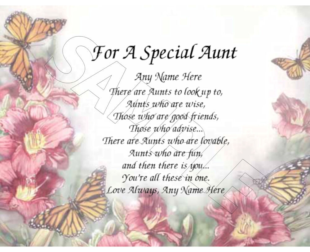 Birthday Quotes For Aunt
 FOR A SPECIAL AUNT PERSONALIZED PRINT POEM MEMORY BIRTHDAY
