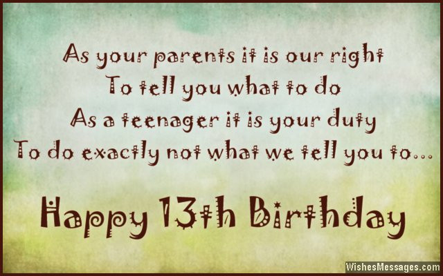 Birthday Wishes For 13 Year Old
 13th Birthday Wishes for Son or Daughter – WishesMessages