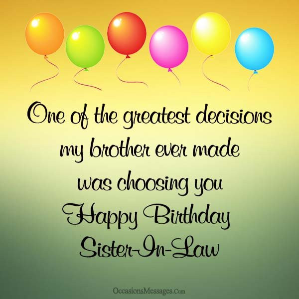 Birthday Wishes For Sister In Law
 Happy Birthday Wishes for Sister in Law Occasions Messages