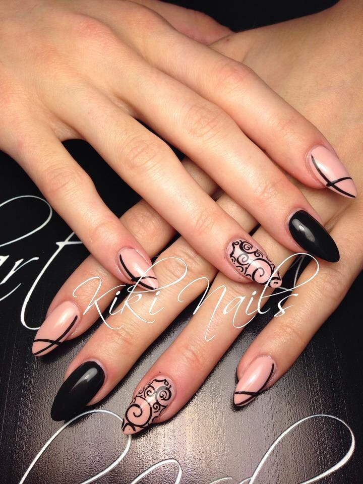 Black And Nude Nail Designs
 Pin on Nude nails