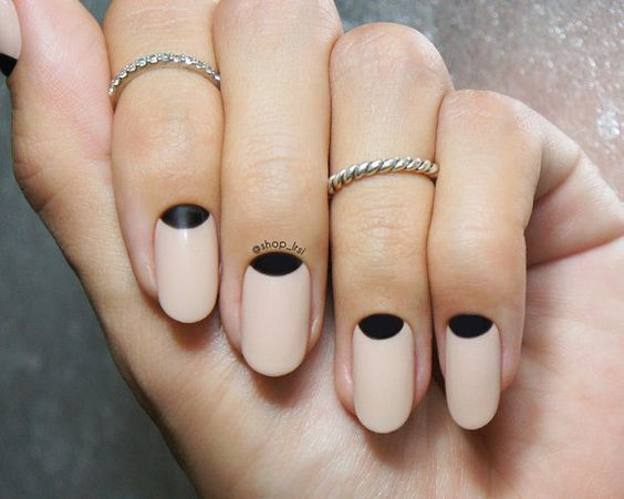 Black And Nude Nail Designs
 17 Chic And Trendy Half Moon Nail Art Ideas Styleoholic