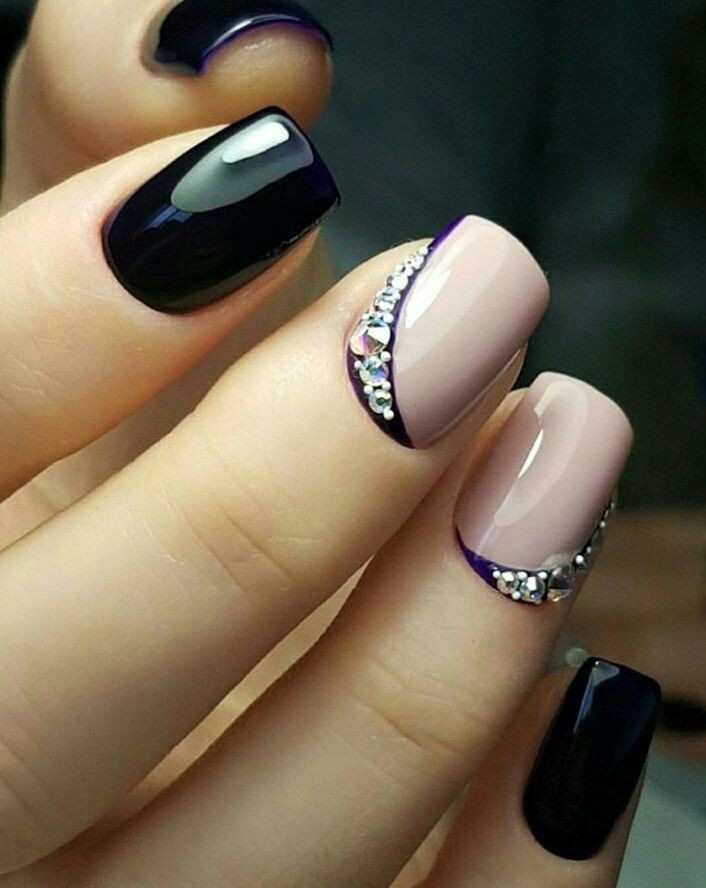 Black And Nude Nail Designs
 Black light pink accent nails in 2019