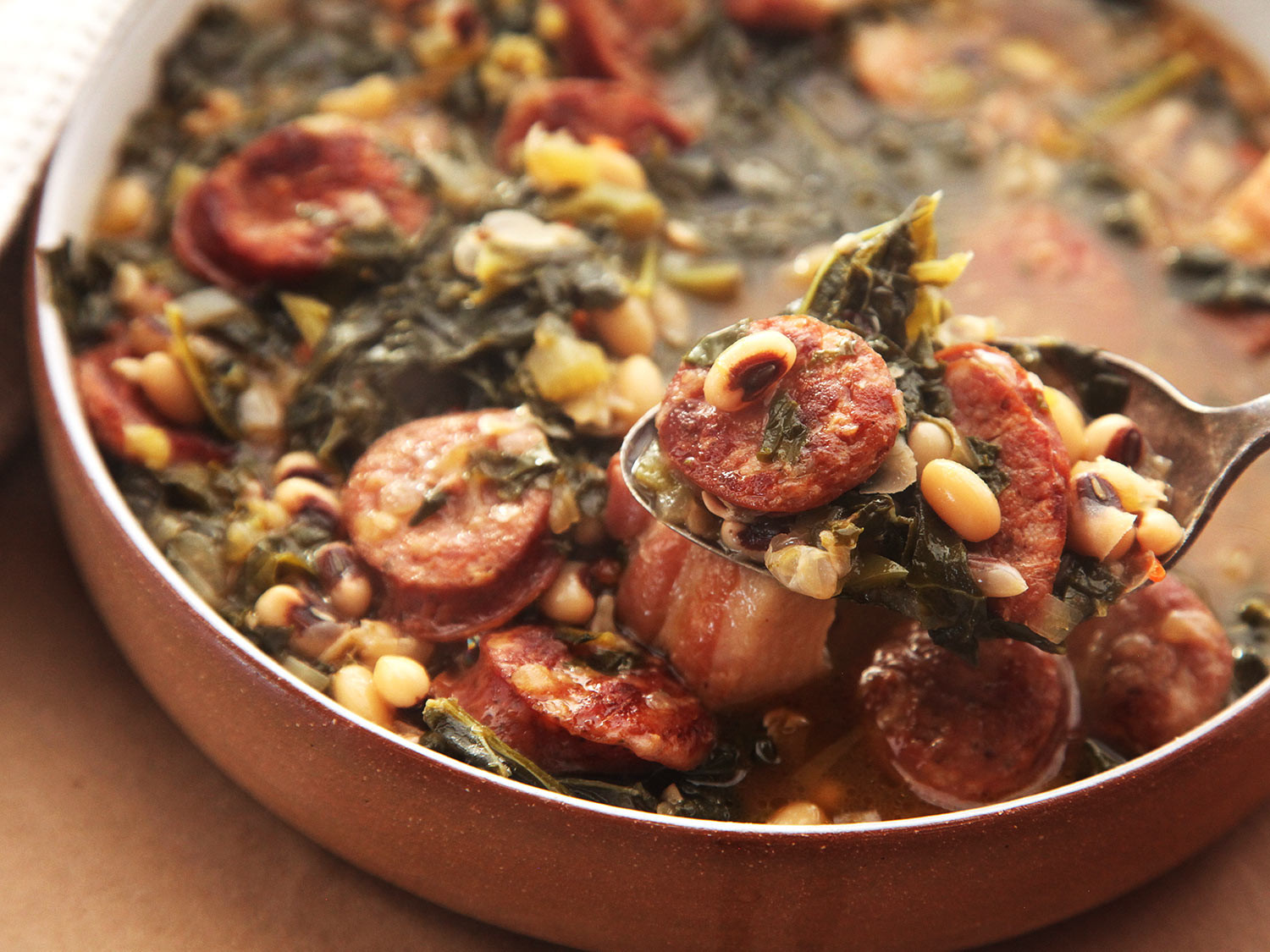 Black Eyed Pea Stew
 Make These Black Eyed Peas With Kale and Andouille for a