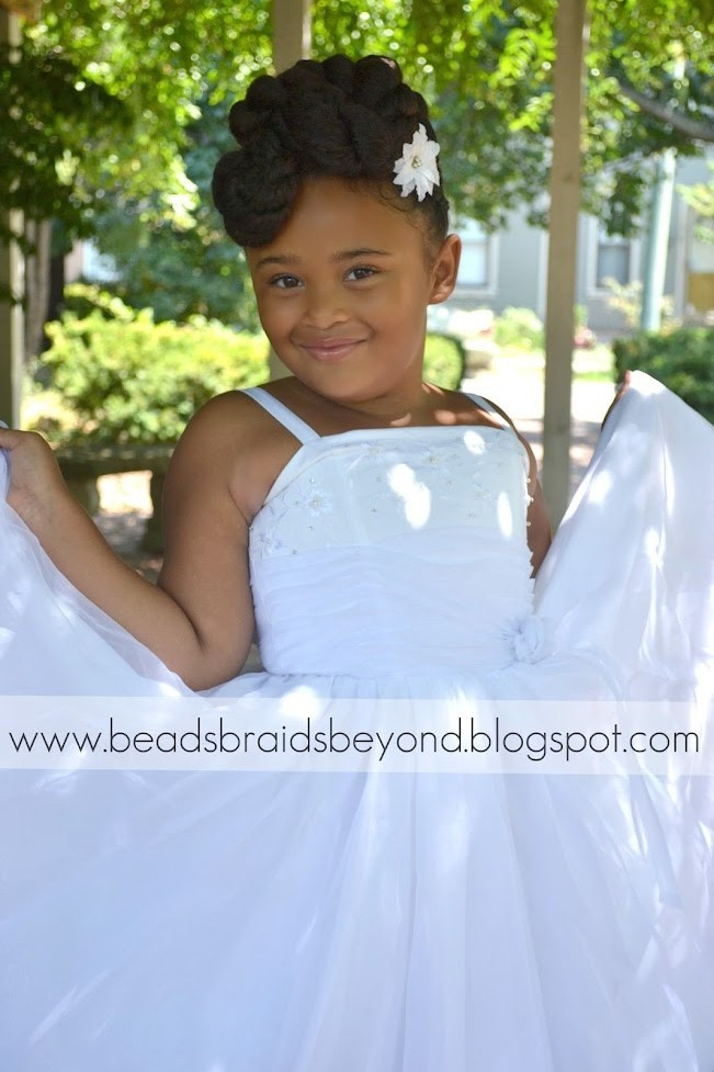 Black Flower Girl Hairstyles
 Beads Braids and Beyond Natural Flower Girl Updo with