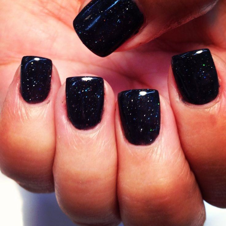 Black Glitter Acrylic Nails
 Sculptured black sparkle acrylic nails