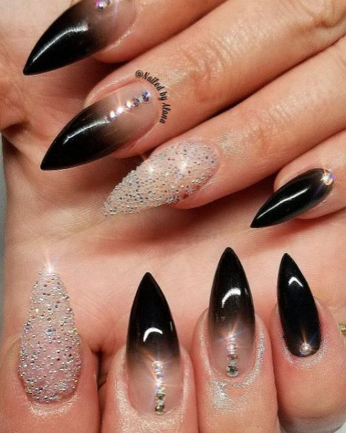 Black Glitter Ombre Nails
 The Most Beautiful Black Winter Nails Ideas