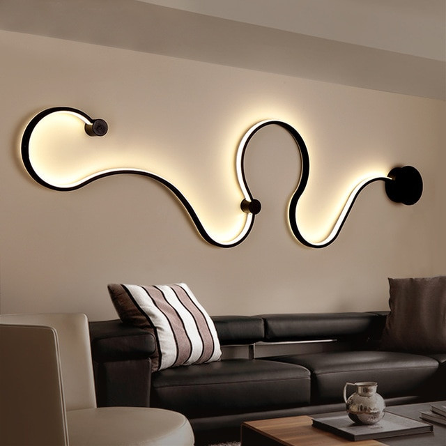 Black Lamps For Living Room
 Modern minimalist creative wall lamp black white led