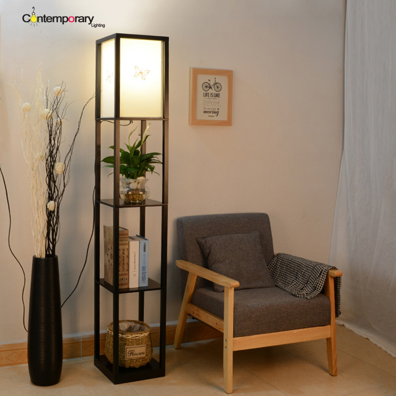 Black Lamps For Living Room
 Wood E27 Black Modern Nordic Creative Wood Iron Shelving