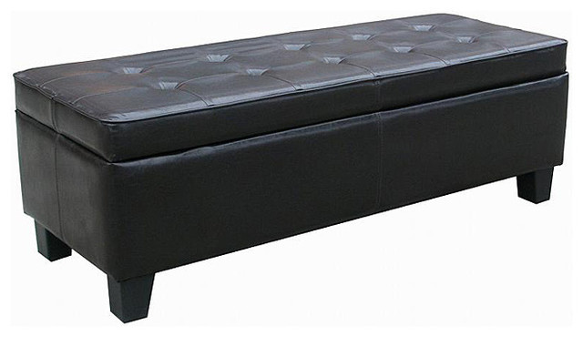 Black Tufted Storage Bench
 Black Leather Tufted Storage Bench Ottoman Contemporary