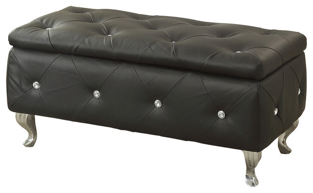 Black Tufted Storage Bench
 Crystal Tufted Storage Bench Contemporary Upholstered