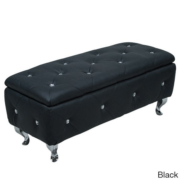 Black Tufted Storage Bench
 Leather Upholstered Tufted Storage Bench Overstock