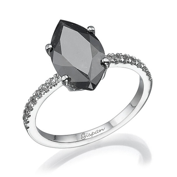 Black Wedding Band With Diamonds
 Marquise Black Diamond Engagement Ring white gold with white