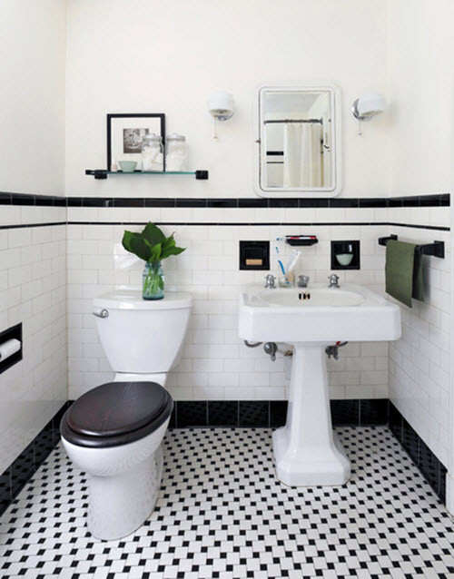 Black White Bathroom Tile
 31 retro black white bathroom floor tile ideas and pictures