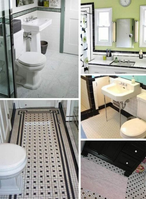 Black White Bathroom Tile
 Black and white tile bathrooms done 6 different ways