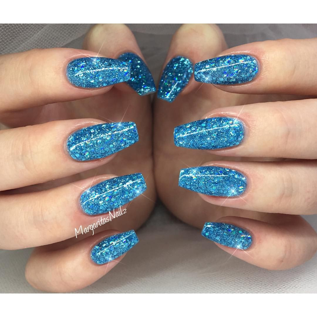 Blue Nails With Glitter
 Blue glitter nails MargaritasNailz