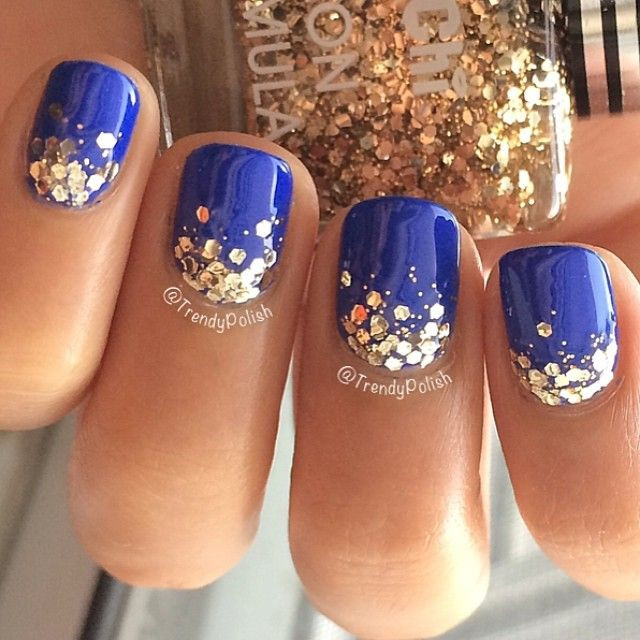 Blue Nails With Glitter
 50 Most Beautiful Blue Nail Art Design Ideas