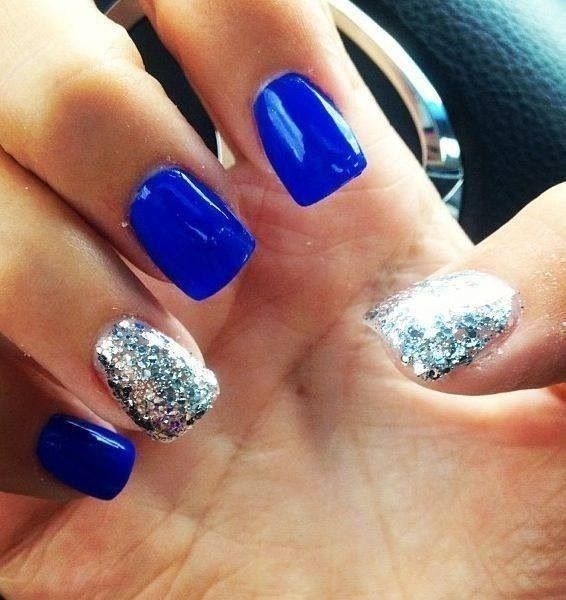 Blue Nails With Glitter
 Cute Nails To Show f Your Love for Blue
