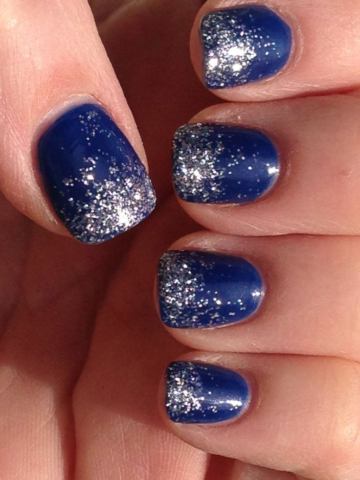 Blue Nails With Glitter
 82 Best Blue And Silver Nail Art Design Ideas