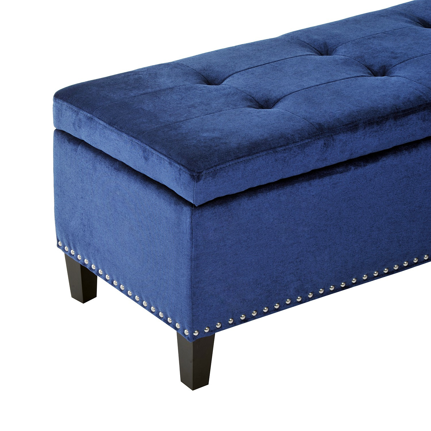 Blue Velvet Storage Bench
 Hom 41” Tufted Linen Velvet Fabric Storage Bench