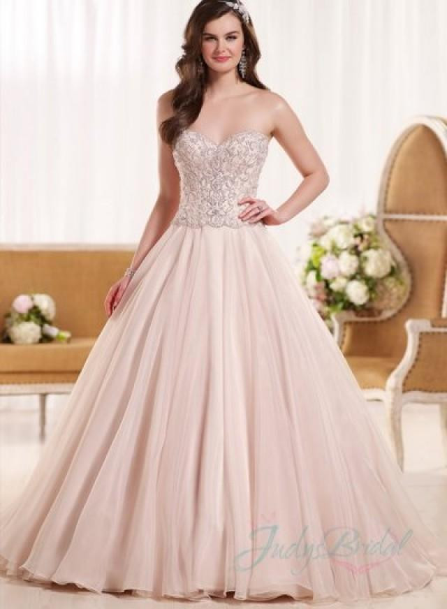 Blush Colored Wedding Dress
 Romance Blush Colored Sweetheart Neck Organza Ball Gown