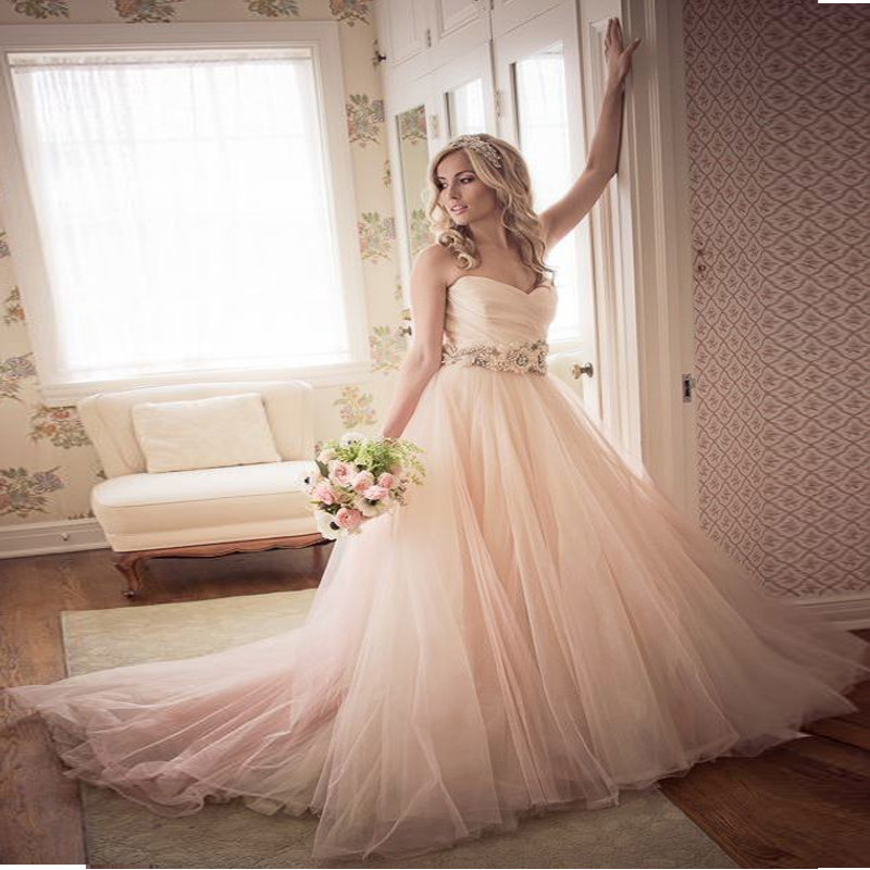 Blush Colored Wedding Dress
 Ball Gown Wedding Dresses 2017 Floor Length Sweetheart