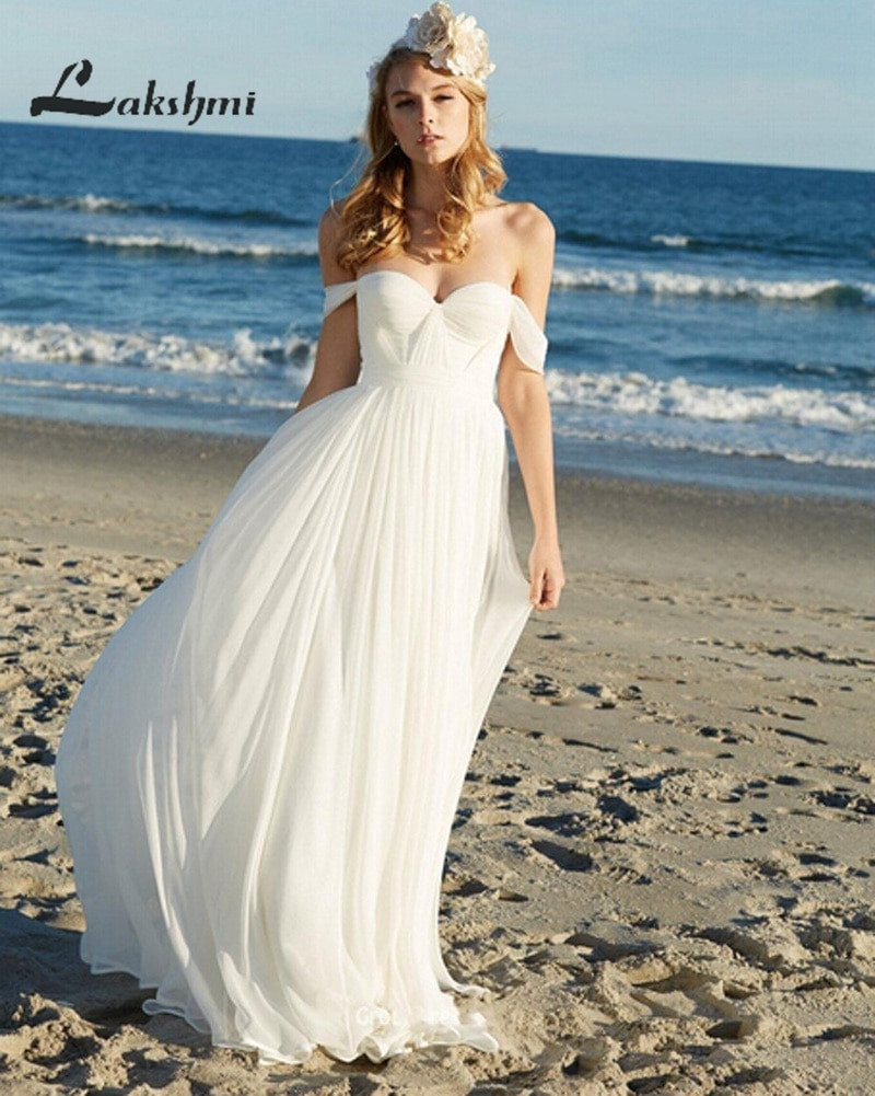 Boho Beach Wedding Dress
 Hot Sale f Shoulder Chiffon Wedding Dresses Bohemian