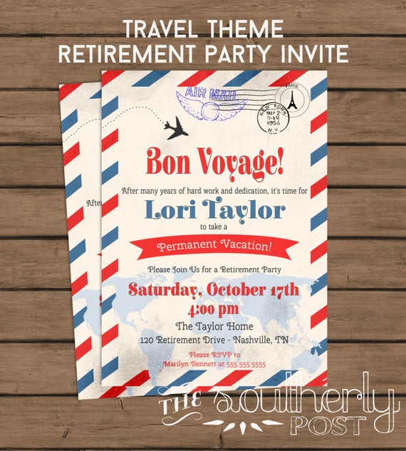Bon Voyage Retirement Party Ideas
 Travel Theme Retirement Party Invitation Bon Voyage