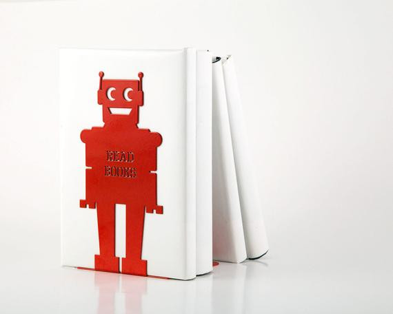 Bookends For Kids Room
 Bookend for kids room Robot red powder by DesignAtelierArticle