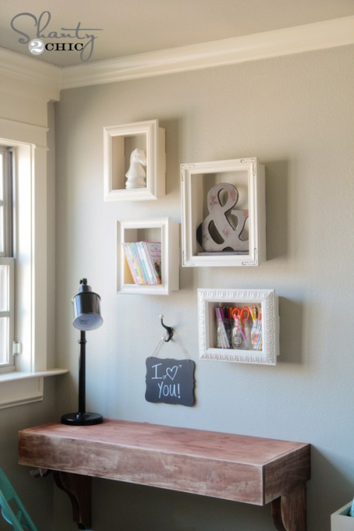 Box Shelf DIY
 DIY Frame Shelves Shanty 2 Chic