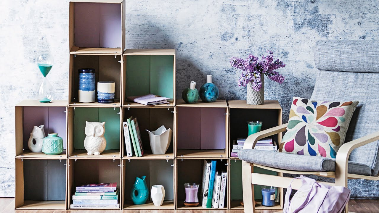 Box Shelf DIY
 DIY PROJECT Cardboard box shelves homes