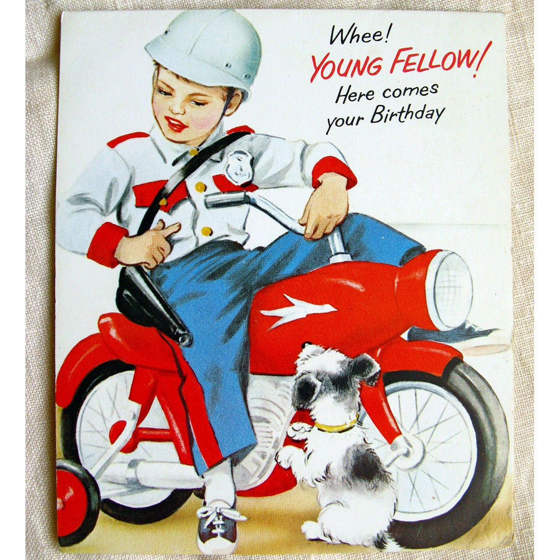 Boy Birthday Cards
 Vintage 1950s Boys Birthday Card Motorbike Cop Norcross