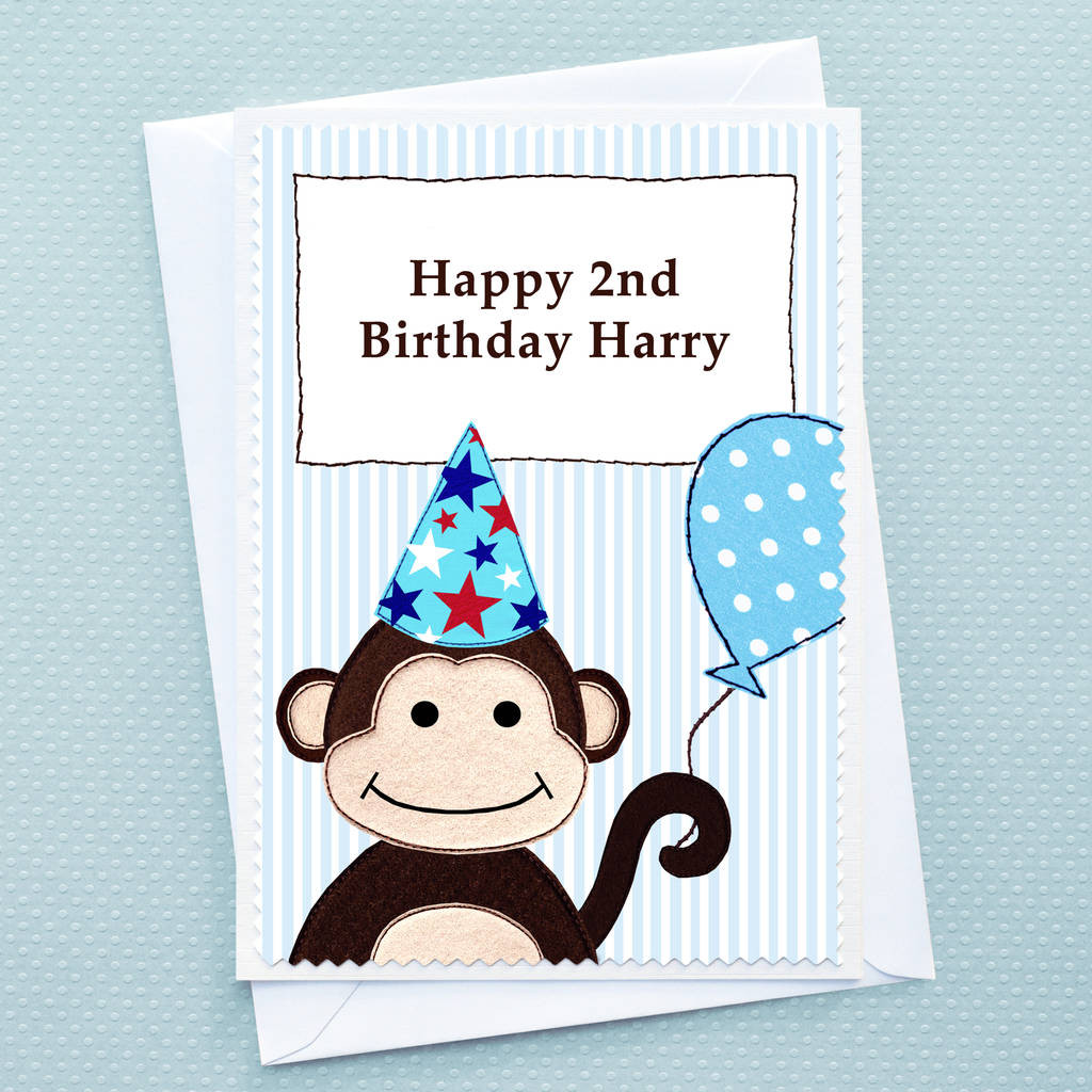 Boy Birthday Cards
 monkey personalised boys birthday card by jenny arnott