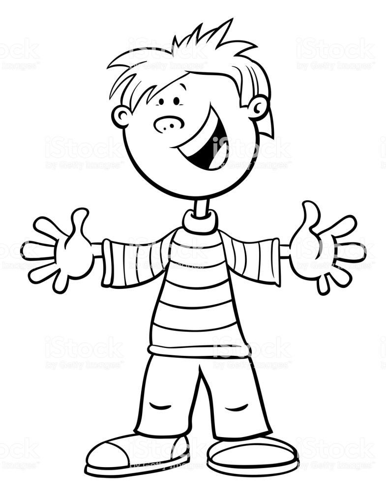 Boy Coloring Pages For Kids
 Funny Kid Boy Character Cartoon Color Page Stock Vector
