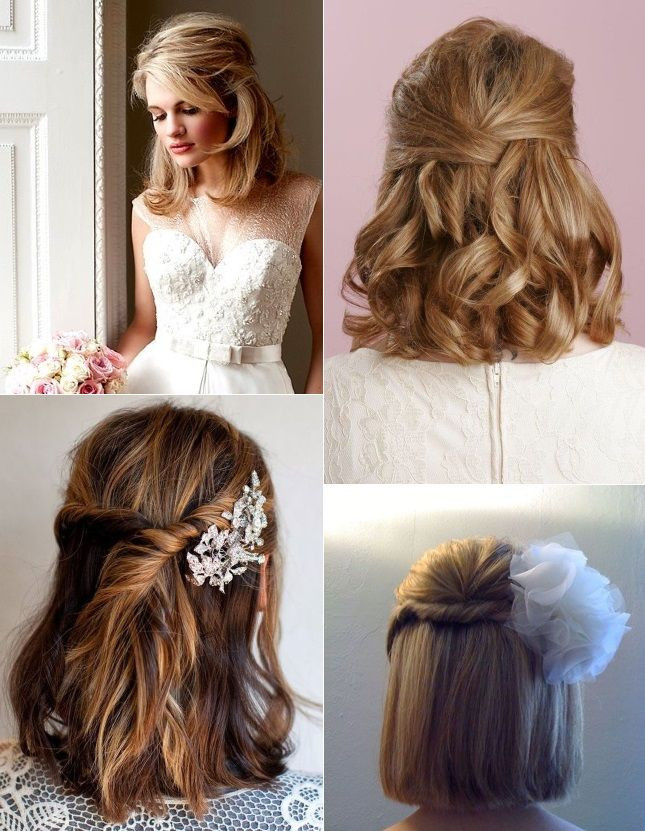 Bridesmaid Hairstyles For Medium Hair Down
 Half up half down hairstyles for brides with short hair