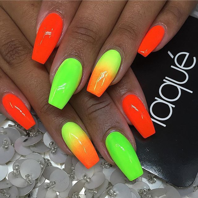 Bright Nail Colors For Summer
 Bright neon summer nail art in 2019