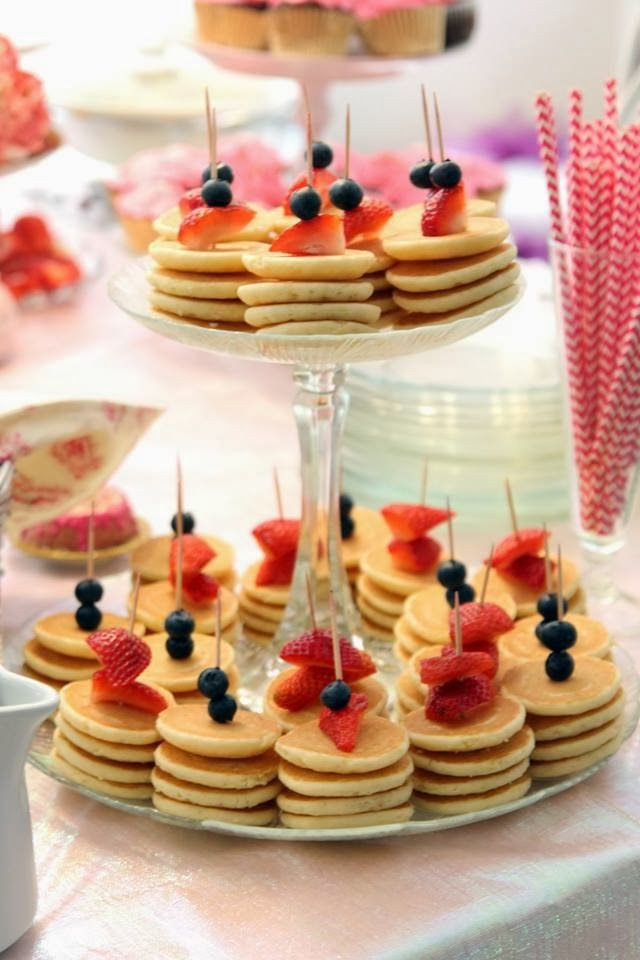 Brunch Ideas For Birthday Party
 Brunch recipe mini pancake skewers fruit and pancakes