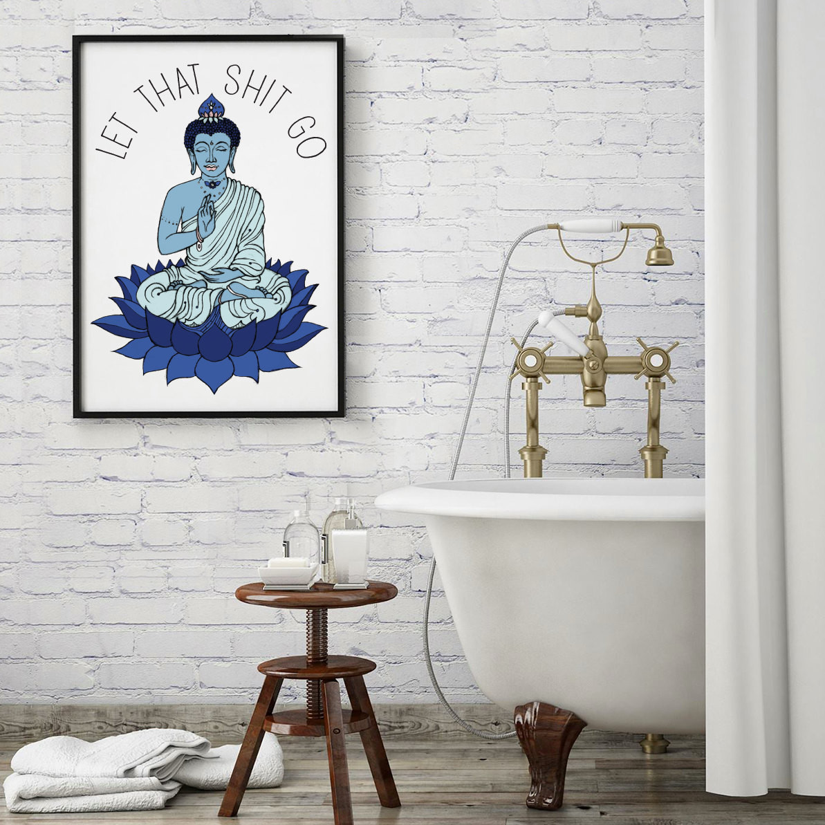 Buddha Bathroom Decor
 Bathroom Decor Let that sht go Yoga art Buddha by