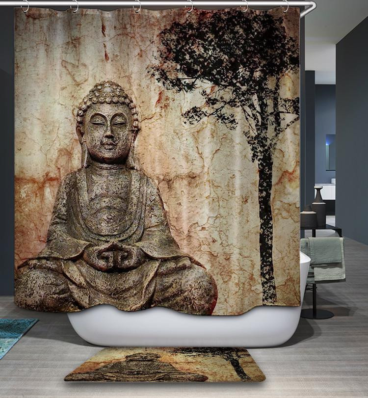 Buddha Bathroom Decor
 Beautiful Buddhism Artwork Chinese Buddha Shower Curtain