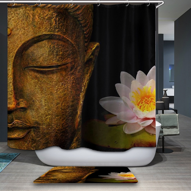 Buddha Bathroom Decor
 Buddha Shower Curtains Waterproof polyester Fabric