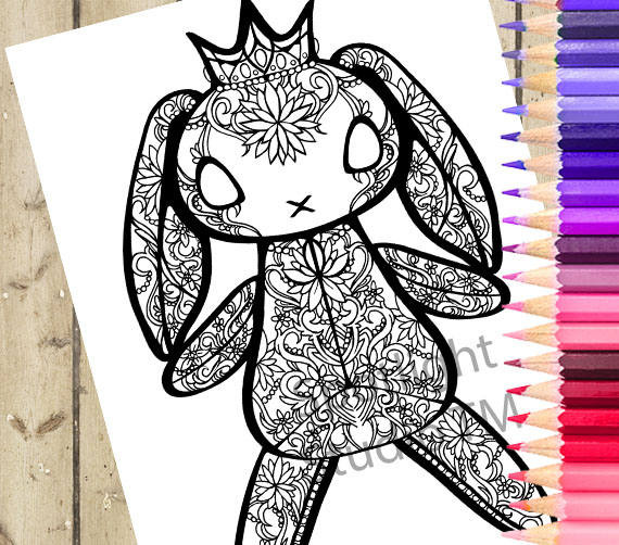 Bunny Coloring Pages For Adults
 BUNNY DOLL Adult Coloring Page Printable Coloring Page Bunny