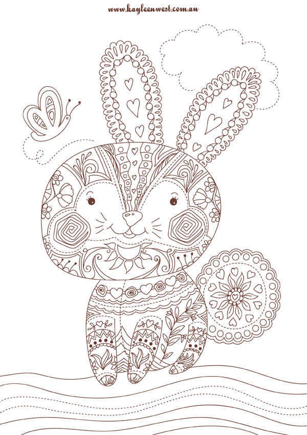Bunny Coloring Pages For Adults
 Free colouring pages Patchwork Rabbit