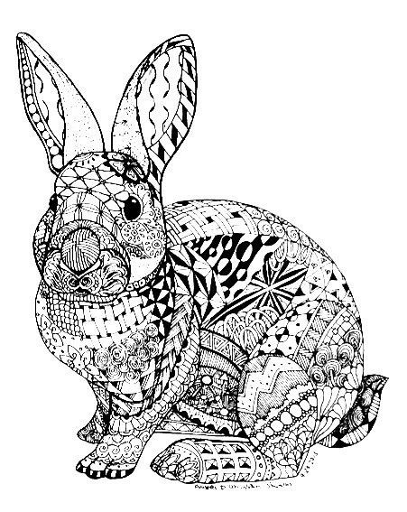 Bunny Coloring Pages For Adults
 Rabbit antystresowe kreatywne