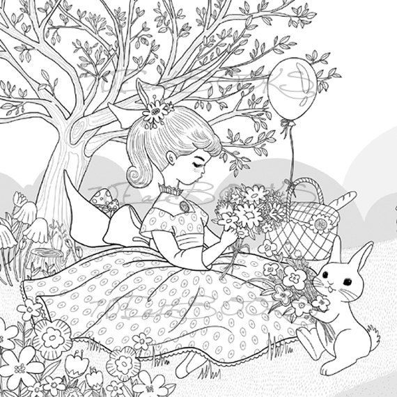 Bunny Coloring Pages For Adults
 Bunny girl Coloring Book for Adult Girls Happy by