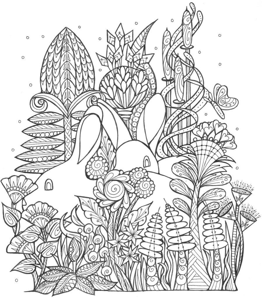 Bunny Coloring Pages For Adults
 Spring Bunny Coloring Page