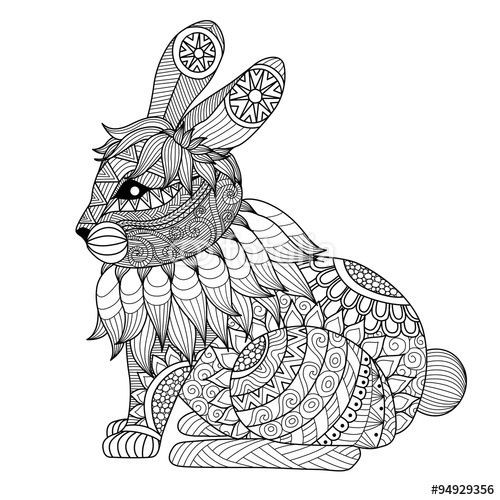 Bunny Coloring Pages For Adults
 Vector Drawing zentangle rabbit for coloring page shirt