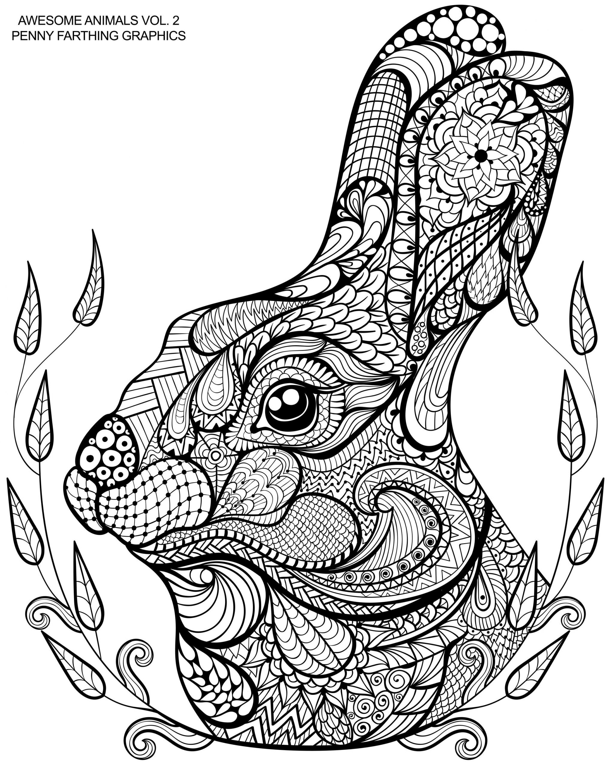 Bunny Coloring Pages For Adults
 Cute bunny from “Awesome Animals Vol 2"