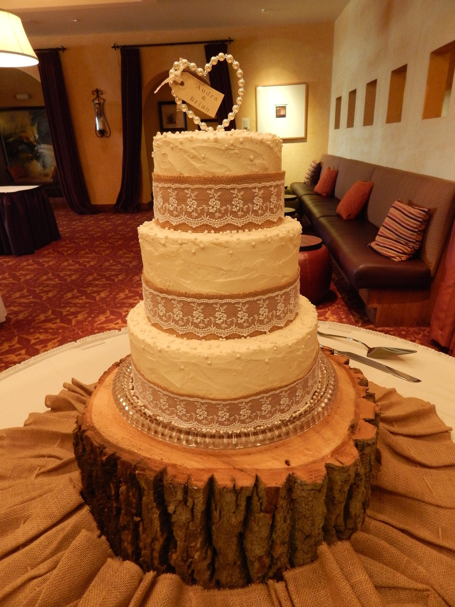 Burlap Wedding Cakes
 Burlap And Lace 3 Tier Wedding Cake CakeCentral