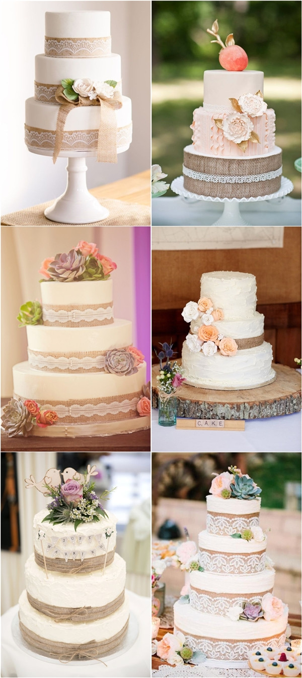 Burlap Wedding Cakes
 30 Burlap Wedding Cakes for Rustic Country Weddings